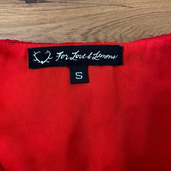 For Love & Lemons Red Embroidered Skirt Size S Side Zip Flounce Button Lined - Picture 4 of 13